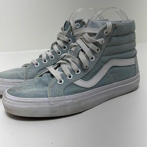 Vans off the wall sk8- hi light denim womens sz 7 mens 5.5